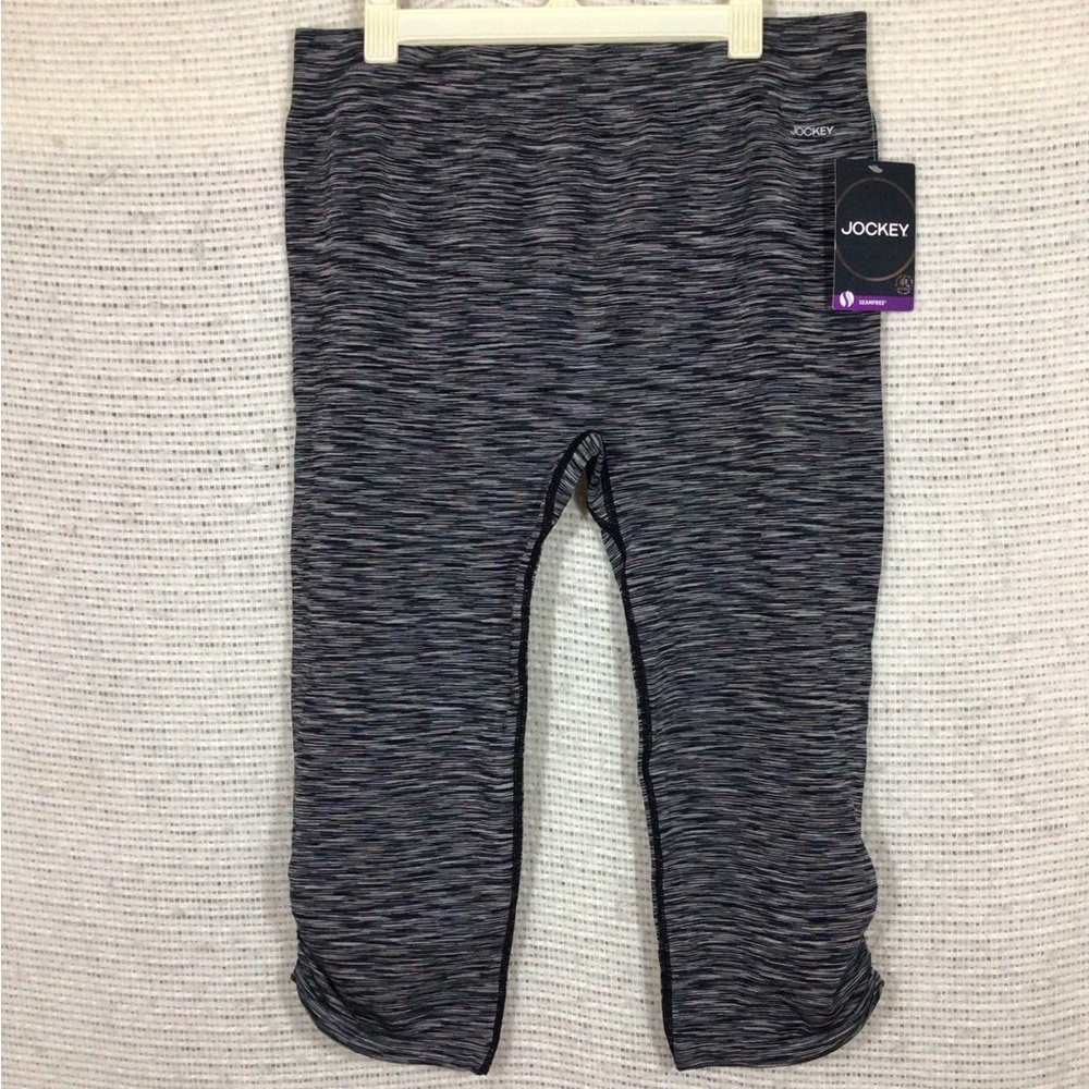 Jockey Seam-free Crop Legging XL Black, White, Ruched Leg, Moisture Wicking